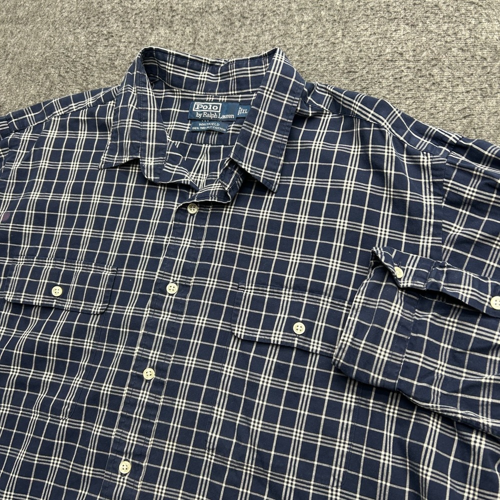 Polo‎ Ralph Lauren Shirt Mens XXL Blue White Stripe Whitfield Button